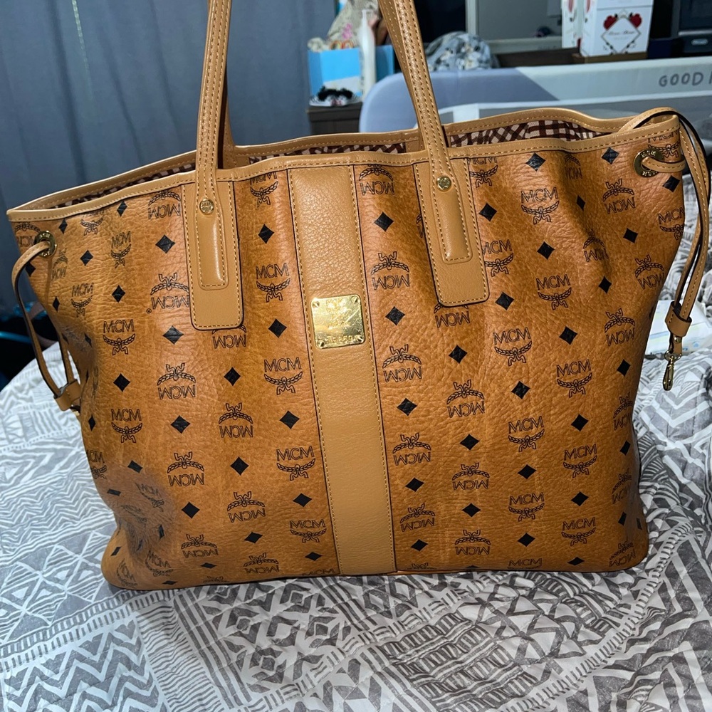 MCM large shopper tote and bag organizer